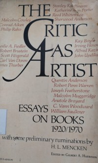 The Critic as Artist: essays books 1020 - 1970