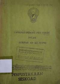 Amanat/Pidato Pra - Saran dalam Seminar AD ke II/1966