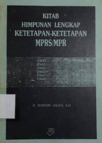 Kitab Himpunan Lengkap Ketetapan-ketetapan MPRS/MPR