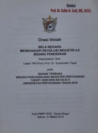 Orasi Ilmiah Bela Negara Menghadapi Revolusi industri 4.0 Bidang Pendidikan