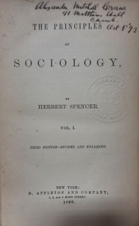 Principles of sociology. Vol. I