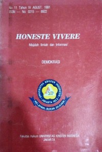 Honeste Vivere: Majalah Ilmiah dan Informasi: No 11 Tahun IV Agustus 1991